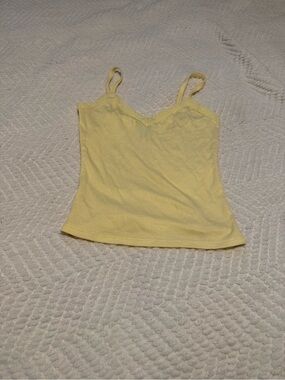 Tilly's Pale Yellow Lace-Trim Ribbed Cami Tank